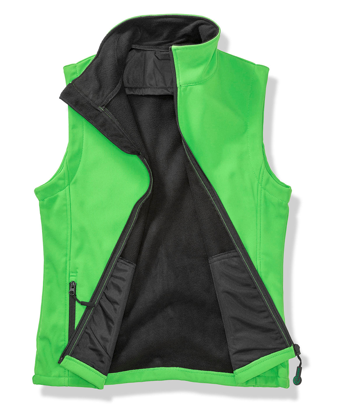 Printable Softshell Bodywarmer in Vivid Green/Black, front view