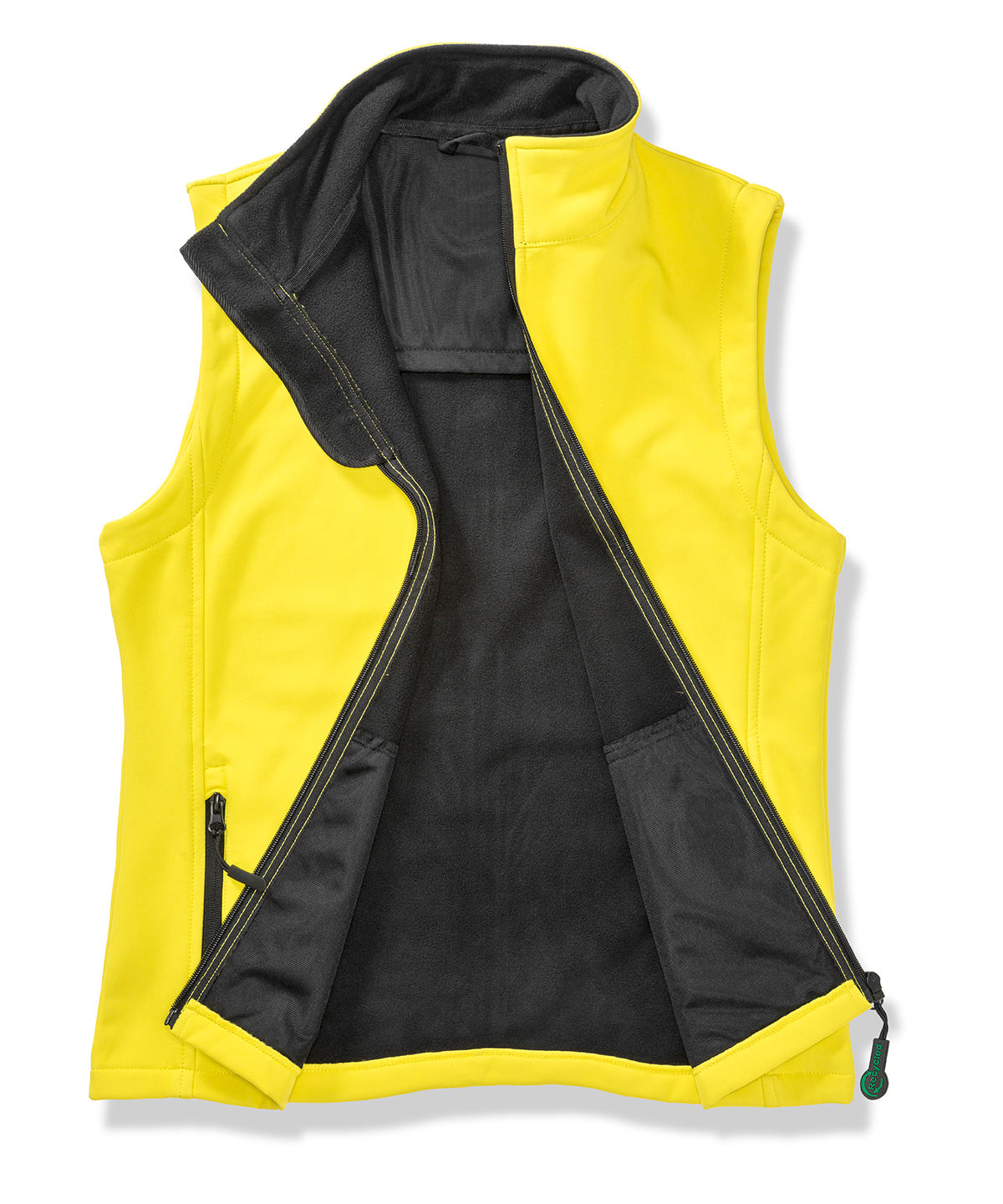 Printable Softshell Bodywarmer in Yellow/Black, front view