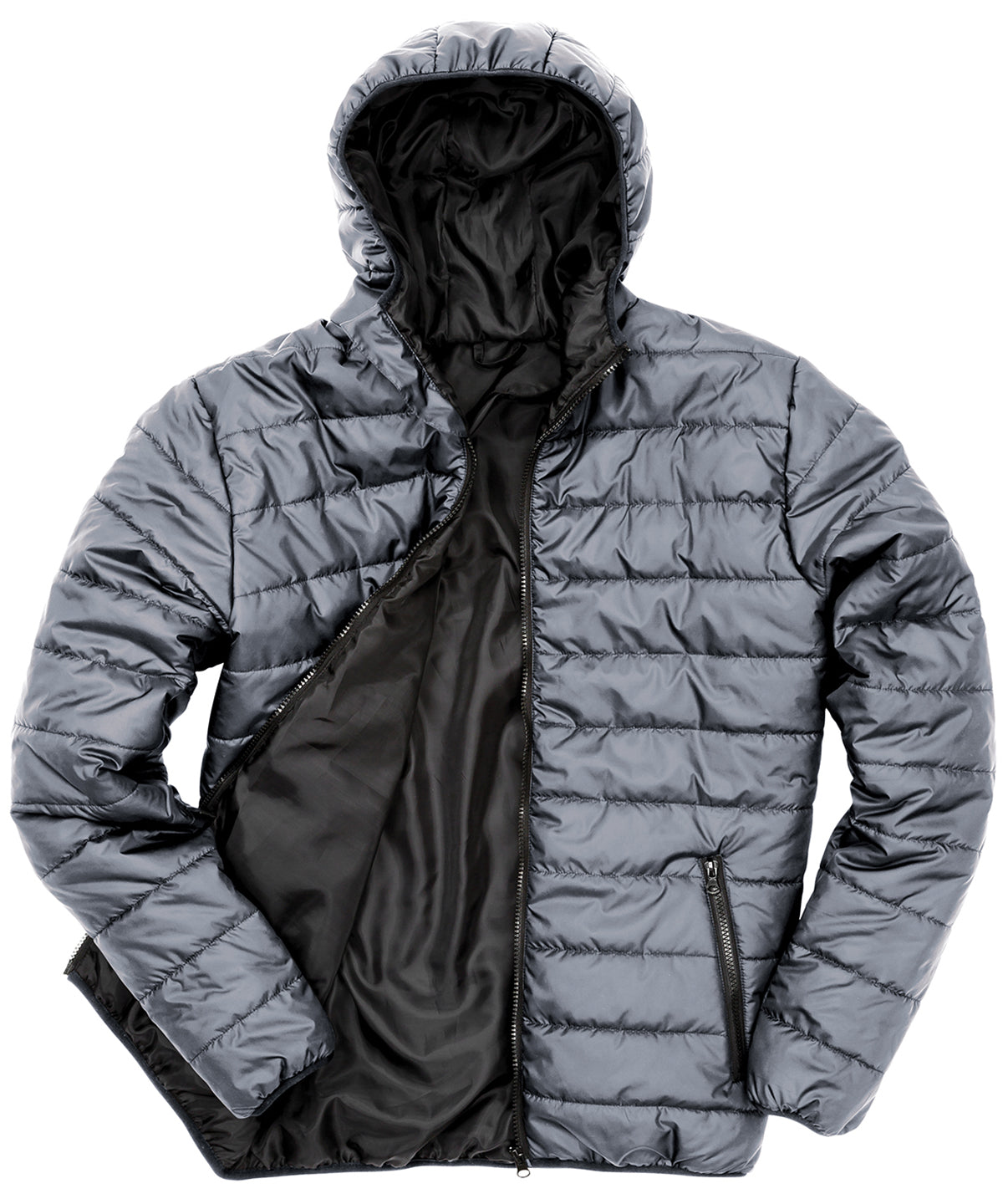 Soft Padded Jacket in Frost Grey/Black, front view