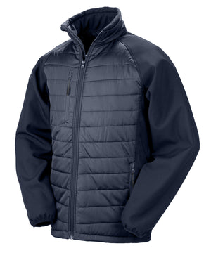 Compass Padded Softshell Jacket in Navy, front view