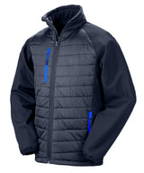 Compass Padded Softshell Jacket in Navy/Royal, front view