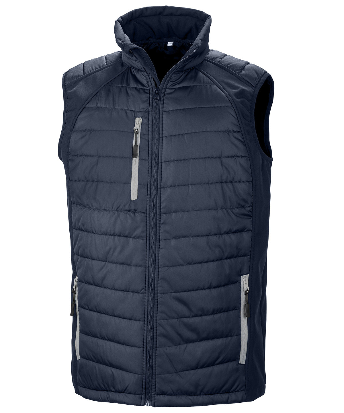 Compass Padded Softshell Gilet in Navy/Grey, front view