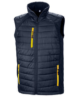 Compass Padded Softshell Gilet in Navy/Yellow, front view