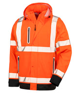 Heavy-Duty Prism PU Safe and Dry Jacket with Recycled Backing in Fluorescent Orange/Black, front view