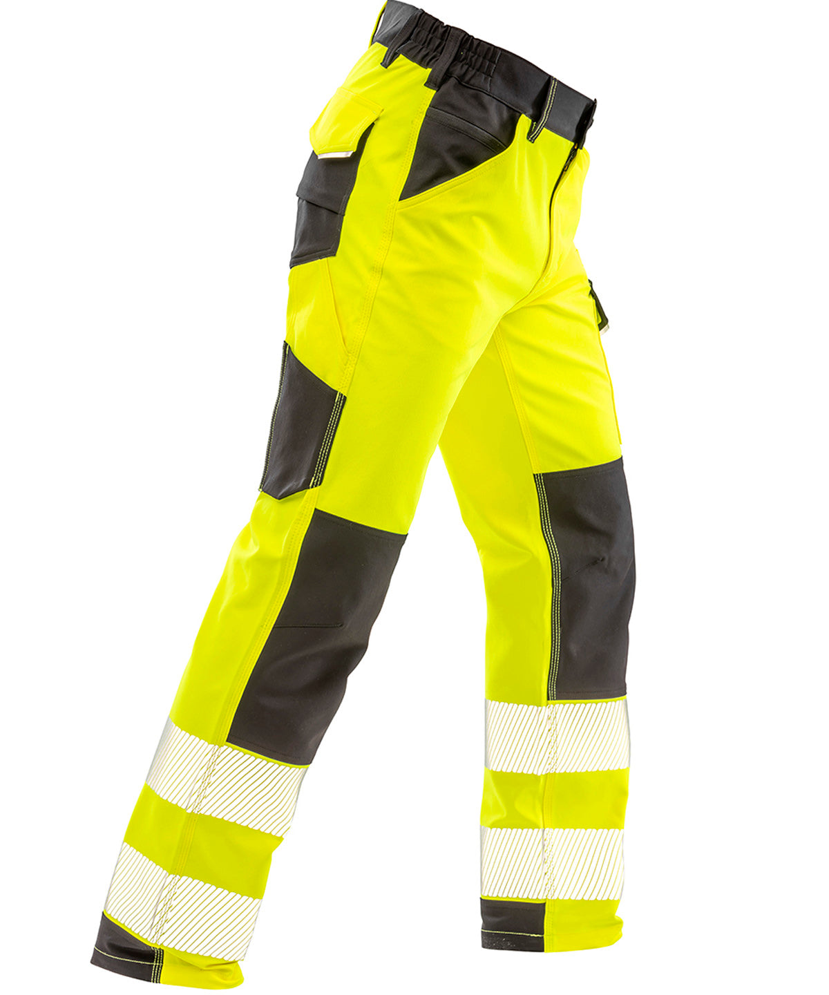 Safe-Guard Recycled Dynamic Stretch Safety Trousers in Fluorescent Yellow, front view
