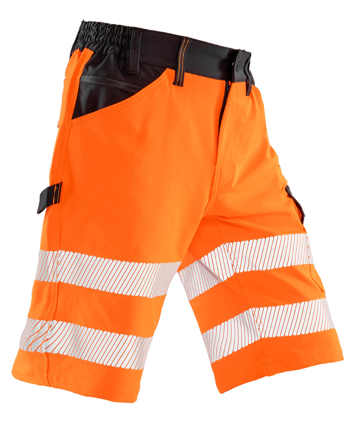 Safe-Guard Recycled Dynamic Stretch Safety Shorts in Fluorescent Orange, front view