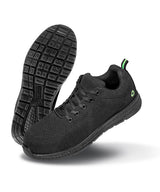Recycled Safety Trainers in Black, front view