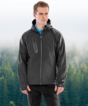 Lifestyle photo of the 3-Layer Recycled Printable Casual Hooded Softshell