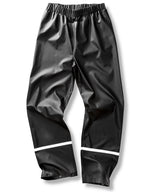 Prism PU Waterproof Trousers with Reflective Bands and Recycled Backing in Black, front view