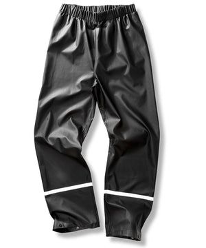 Prism PU Waterproof Trousers with Reflective Bands and Recycled Backing in Black, front view