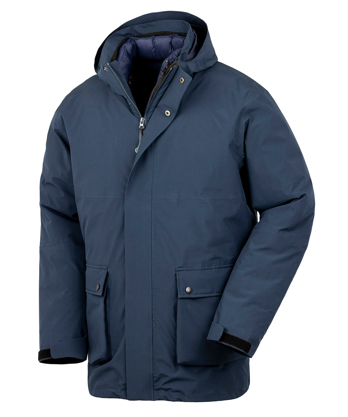 Recycled 3-in-1 Padded Ripstop Jacket in Navy, front view