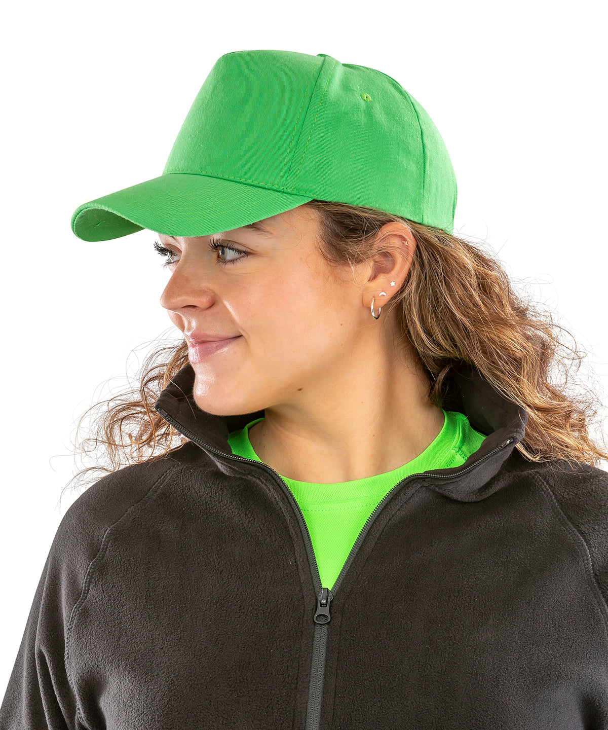 Lifestyle photo of the Boston 5-Panel Polycotton Printer's Cap