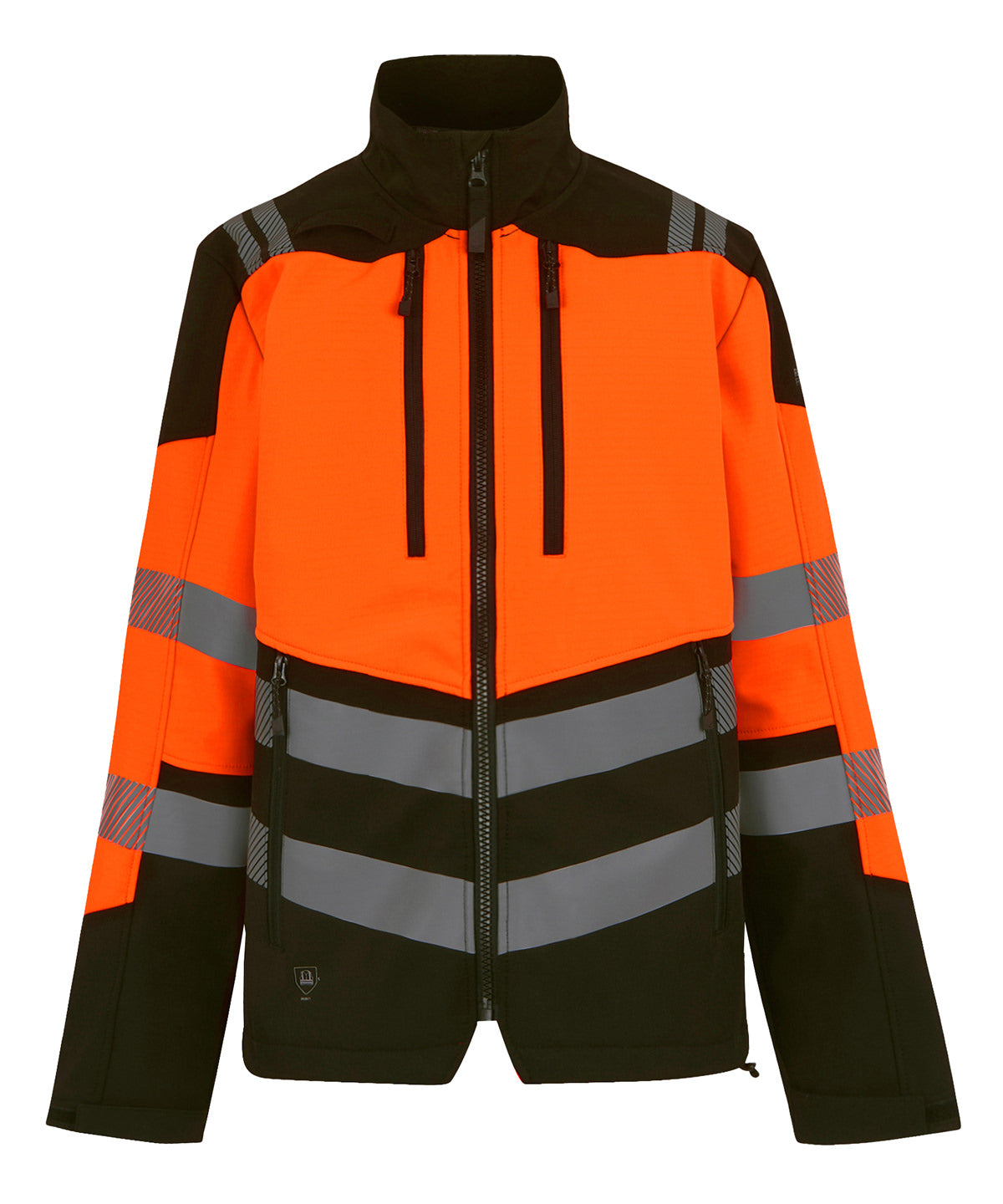 Hi-Vis X-Pro 3-Layer Softshell Jacket (Class 2) in Black/Orange, front view