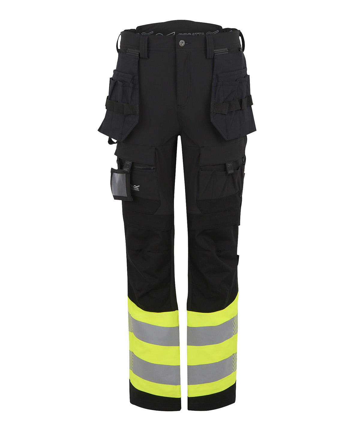 Hi-Vis X-Pro Stretch Holster Trousers (Class 1) in Black/Yellow, front view