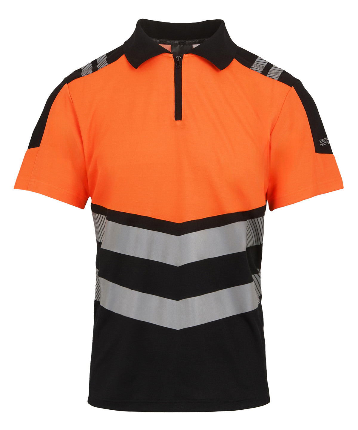 Hi-Vis X-Pro Polo (Class 1) in Black/Orange, front view