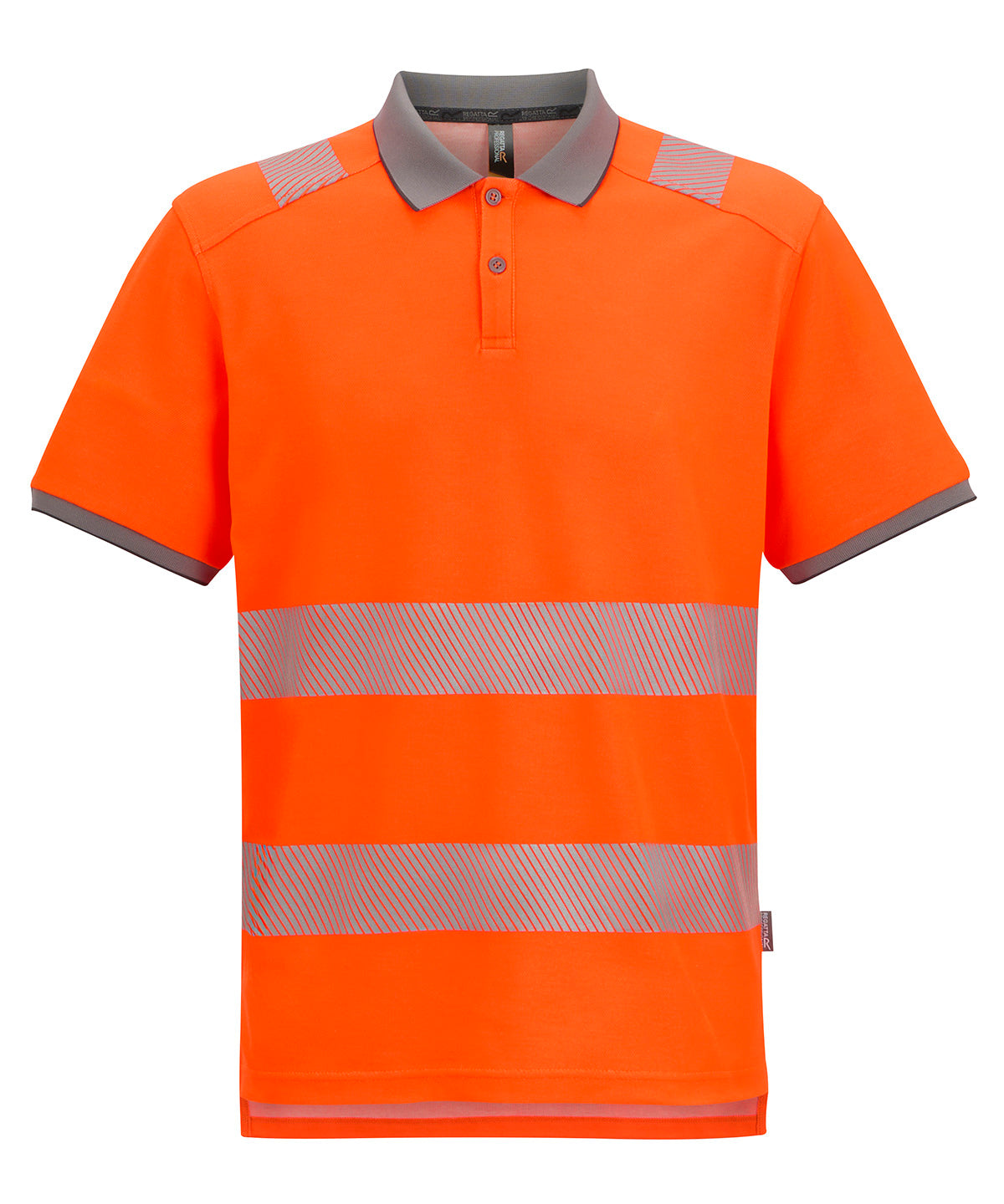 Hi-Vis Pro Comfort Polycotton Polo in Black/Orange, front view