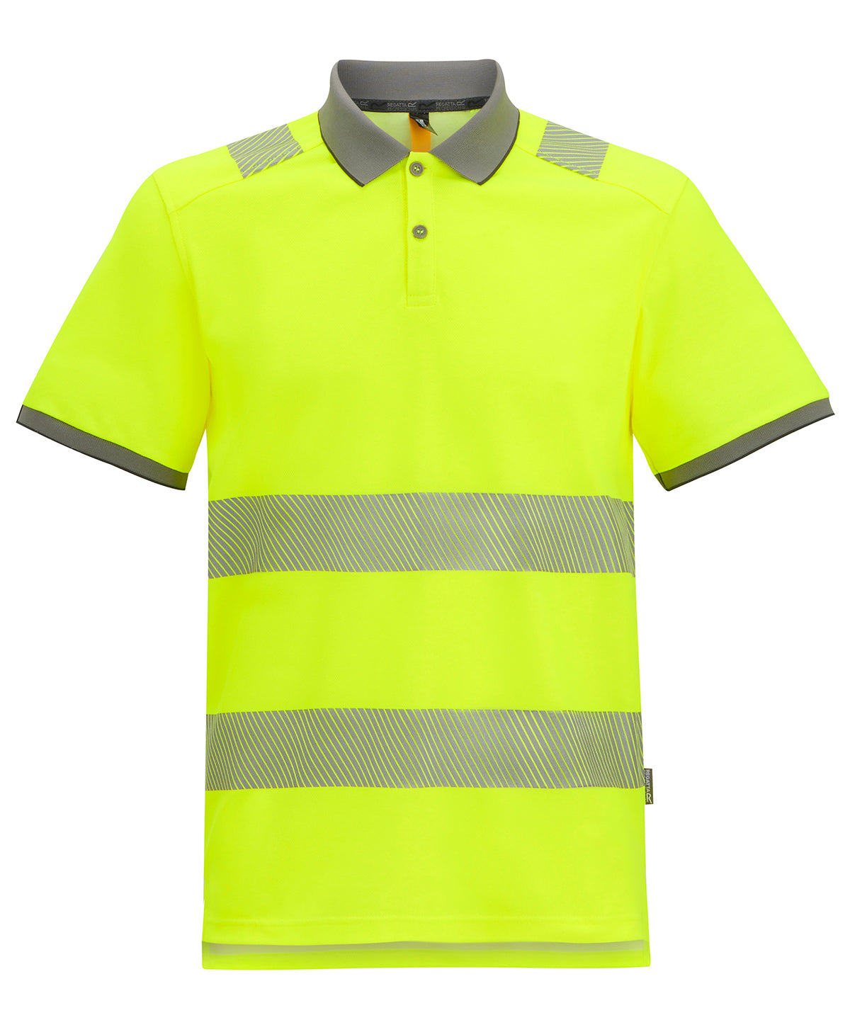 Hi-Vis Pro Comfort Polycotton Polo in Black/Yellow, front view