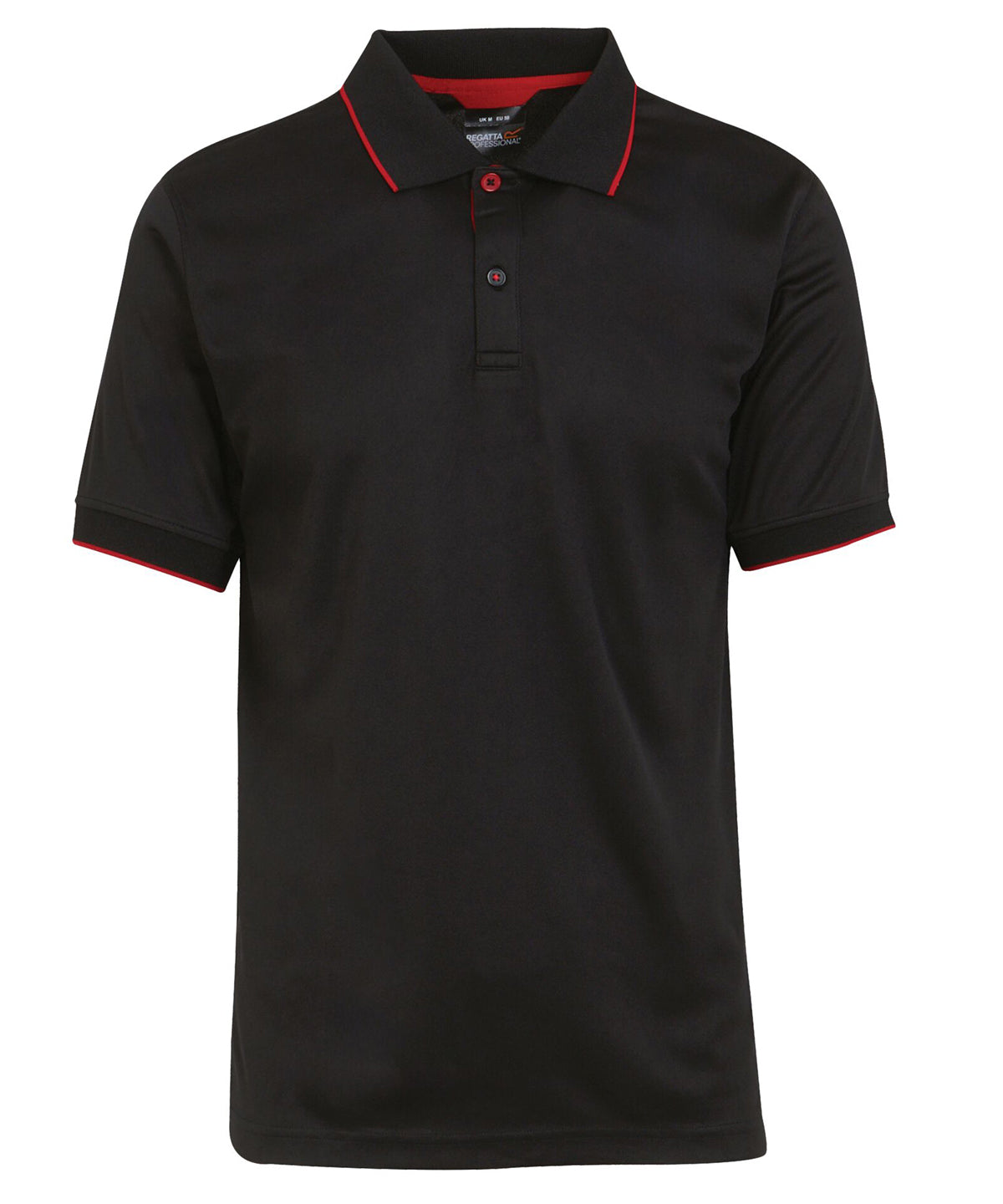 Navigate Short Sleeve Polo in Black/Classic Red, front view