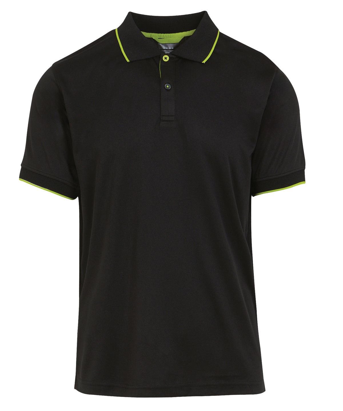 Navigate Short Sleeve Polo in Black/Lime, front view