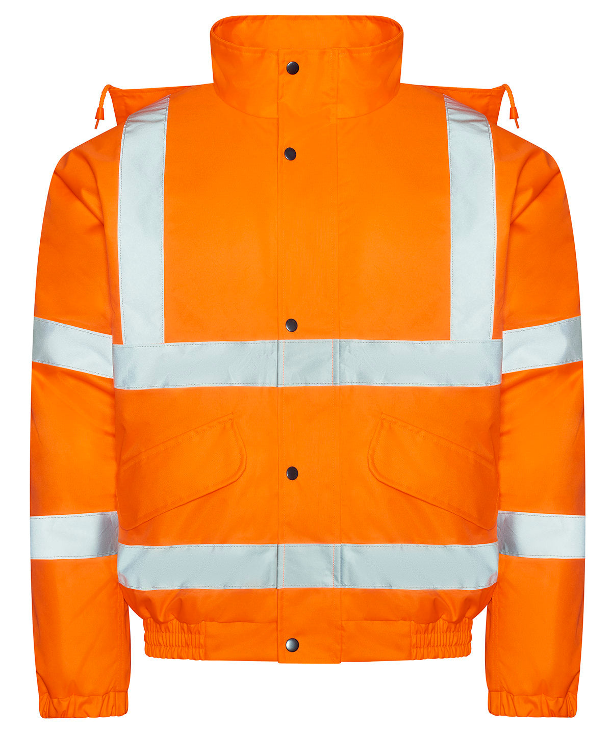 High Visibility Bomber Jacket in HV Orange, front view