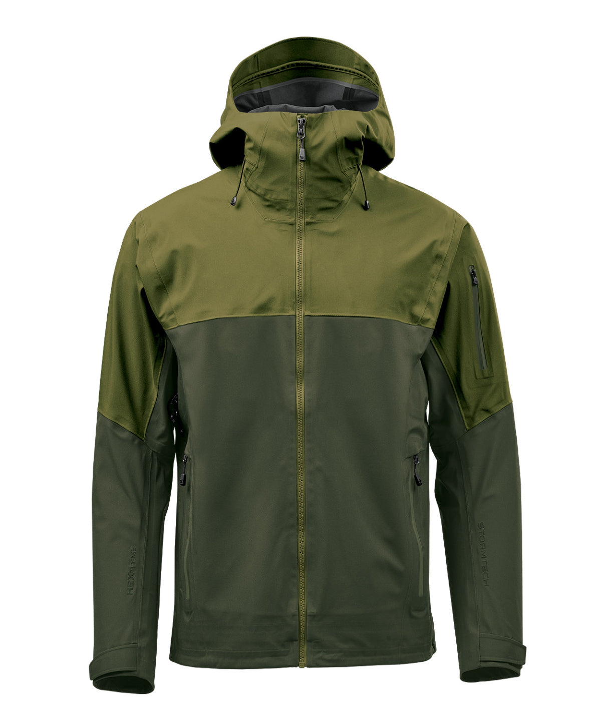 Vertex Stormshell in Chive/Cypress, front view