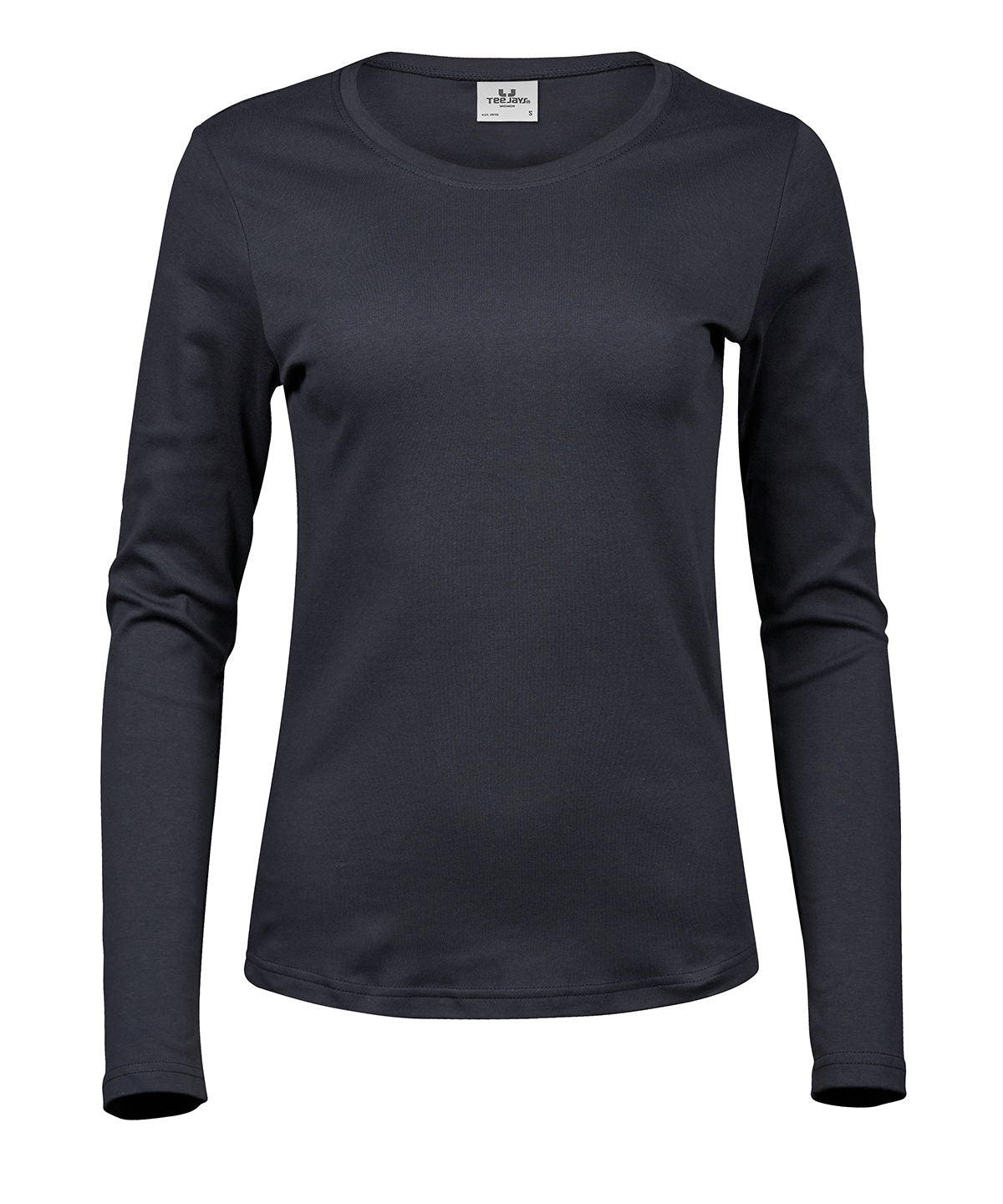 Women’s Long Sleeve Interlock Tee (590) in Dark Grey, front view
