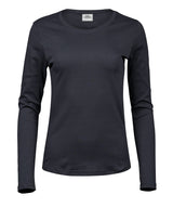 Women’s Long Sleeve Interlock Tee (590) in Dark Grey, front view