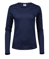 Women’s Long Sleeve Interlock Tee (590) in Navy, front view