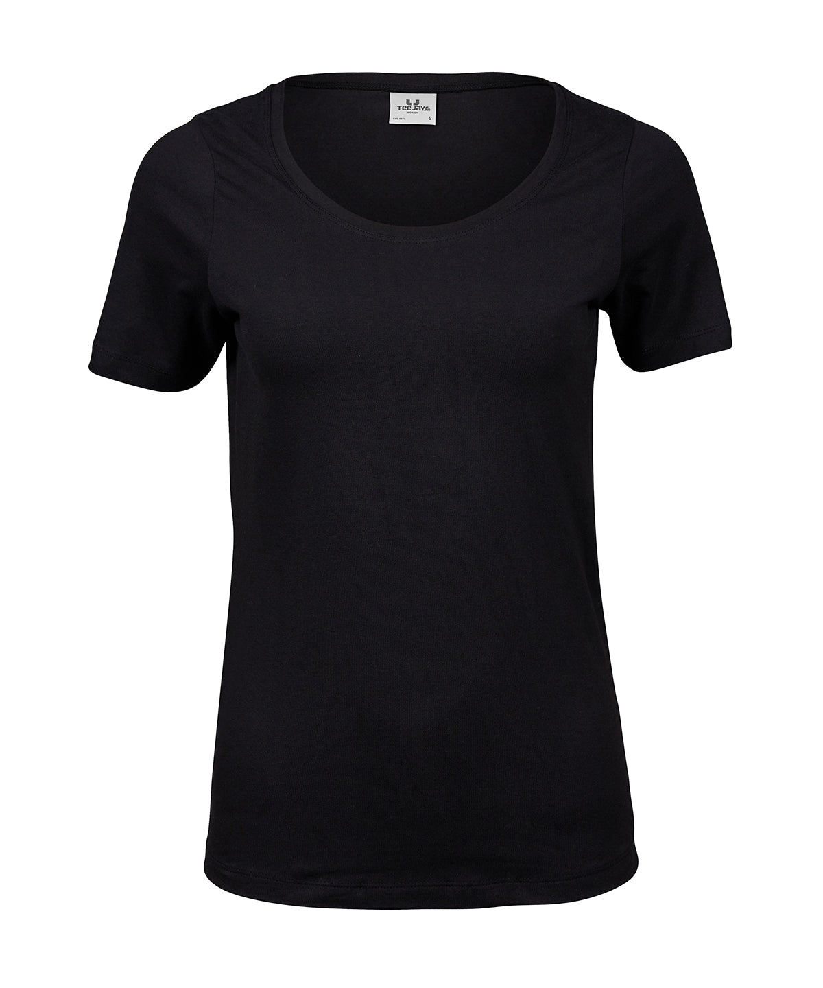 Women’s Stretch Tee (450) in Black, front view