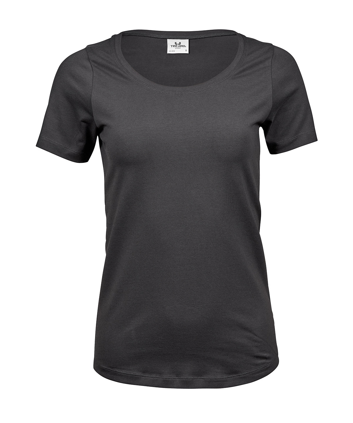 Women’s Stretch Tee (450) in Dark Grey, front view