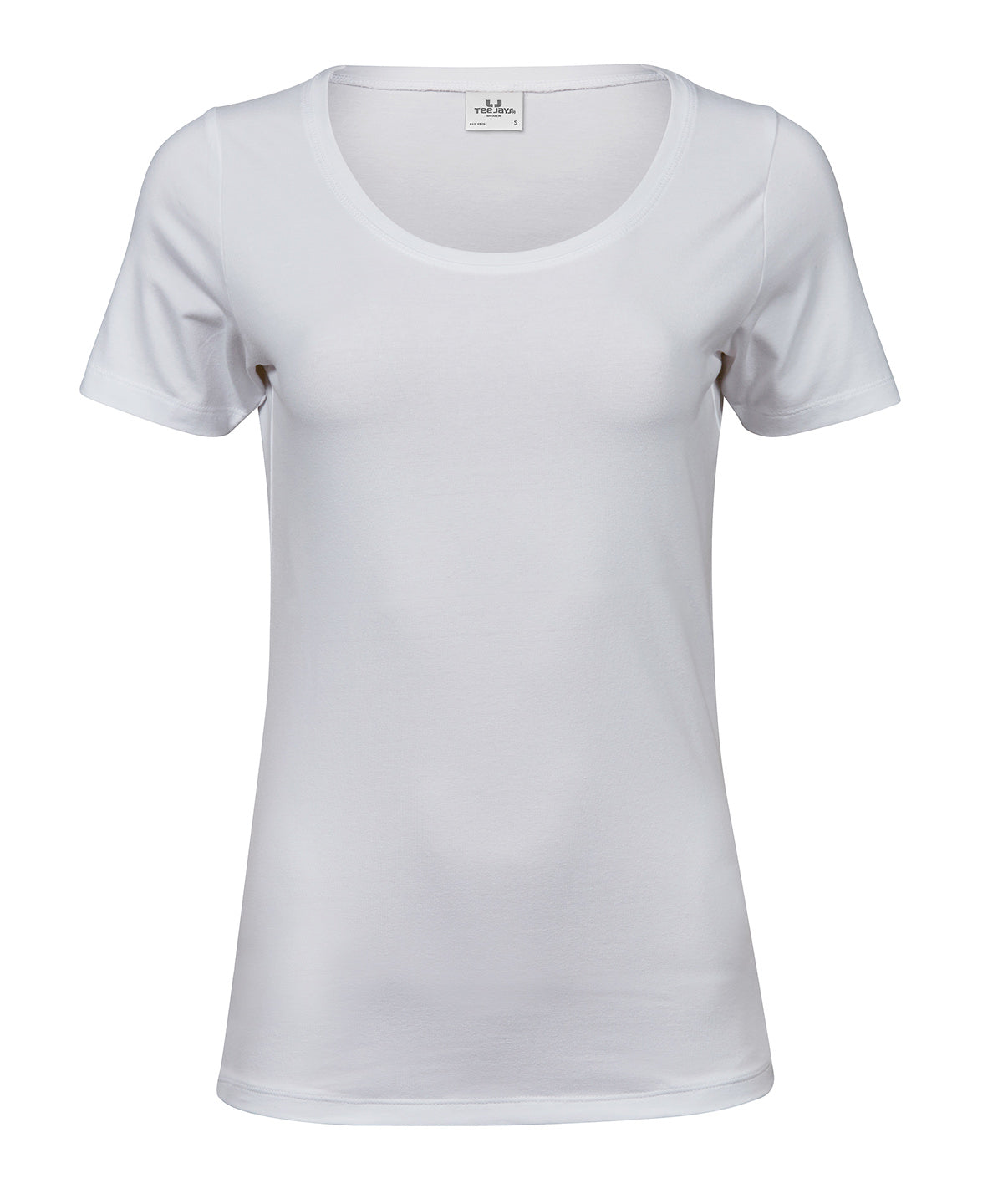 Women’s Stretch Tee (450) in White, front view