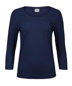 Women’s Stretch 3/4-Sleeve Tee (460) in Navy, front view