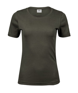 Women’s Interlock Tee (580) in Deep Green, front view