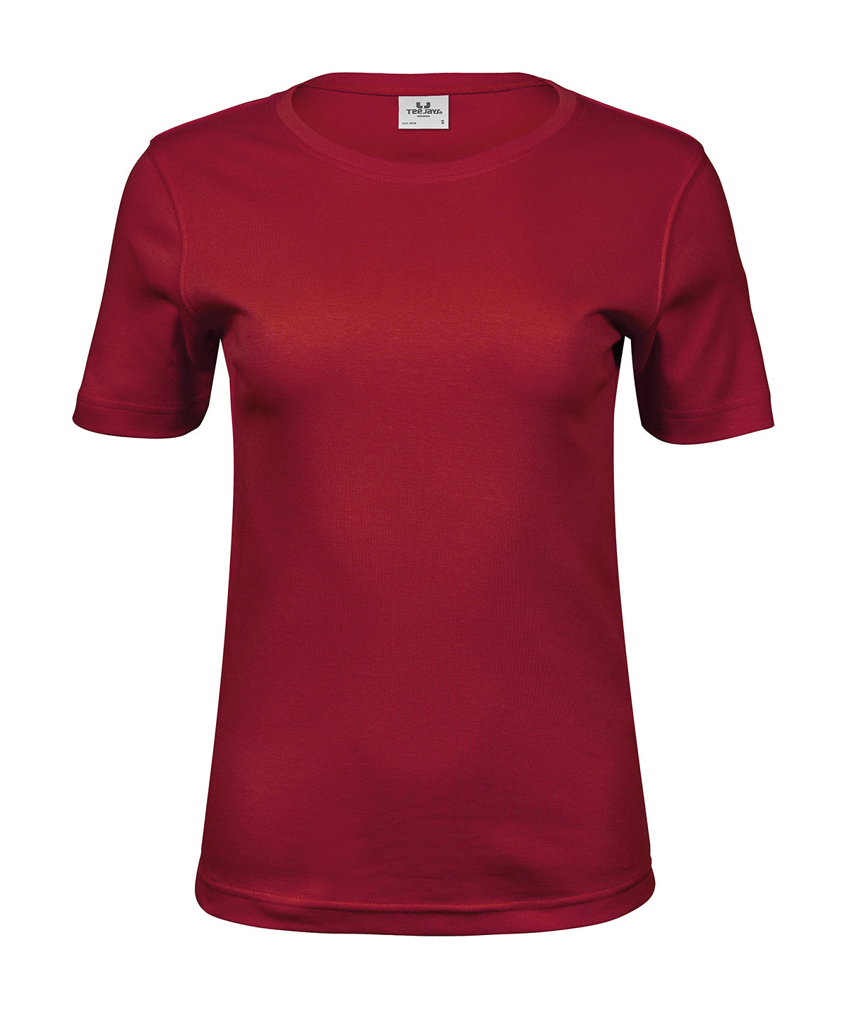Women’s Interlock Tee (580) in Deep Red, front view