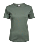 Women’s Interlock Tee (580) in Leaf Green, front view