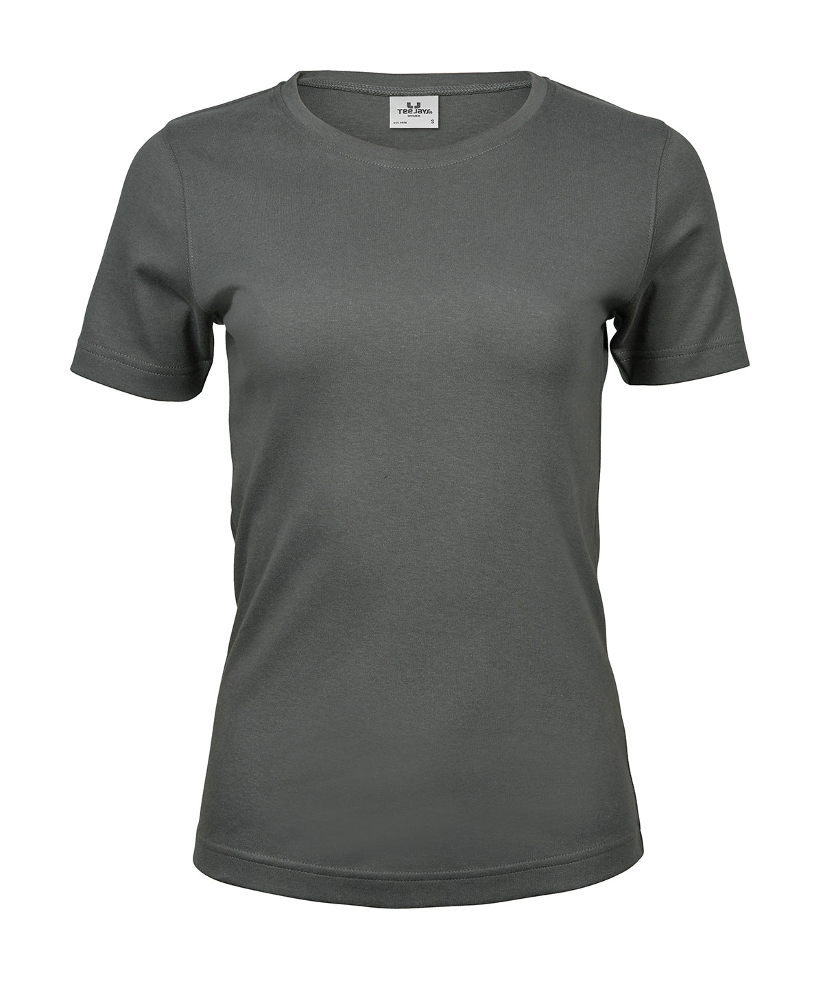 Women’s Interlock Tee (580) in Powder Grey, front view