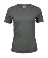 Women’s Interlock Tee (580) in Powder Grey, front view