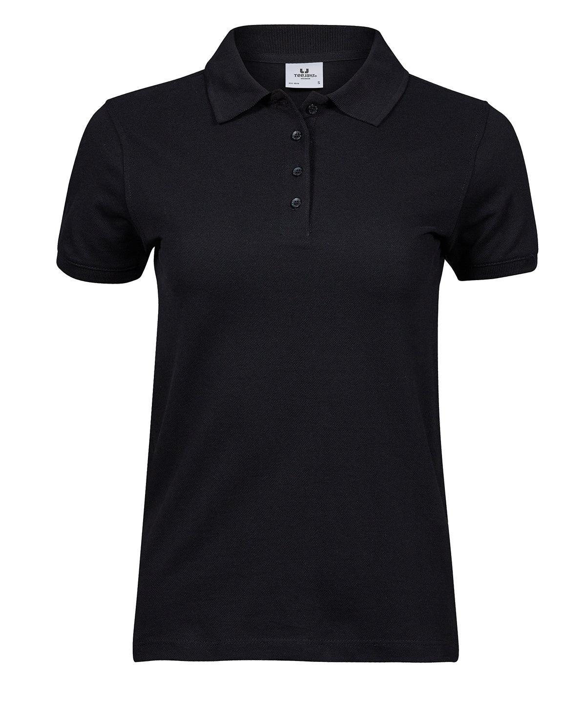Women’s Heavy Polo (1401) in Black, front view