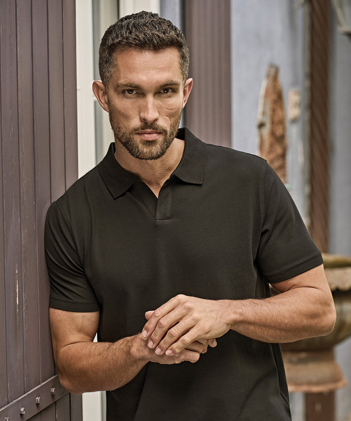Lifestyle photo of the Luxury Stretch V-Neck Polo (1404)