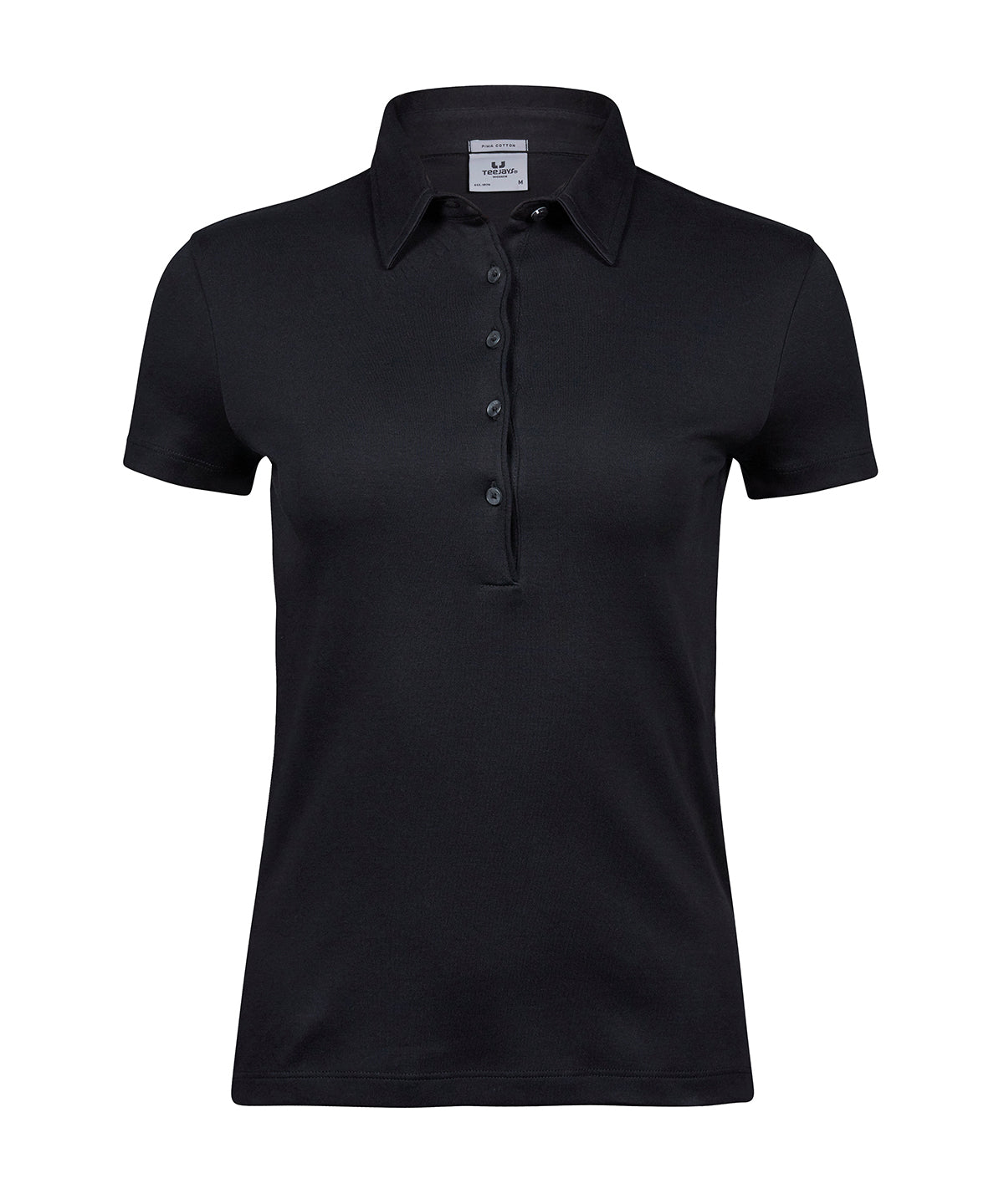 Women’s Pima Cotton Polo (1441) in Black, front view