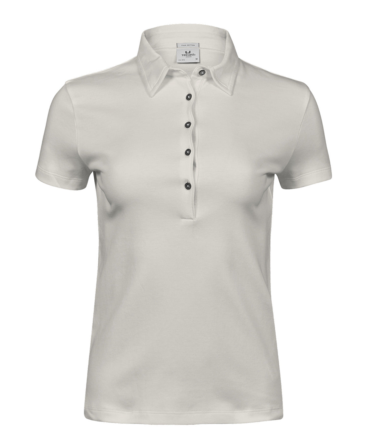 Women’s Pima Cotton Polo (1441) in Cement, front view