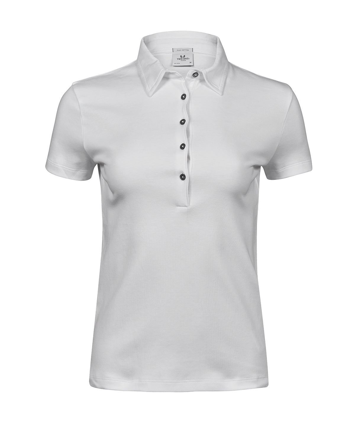 Women’s Pima Cotton Polo (1441) in White, front view