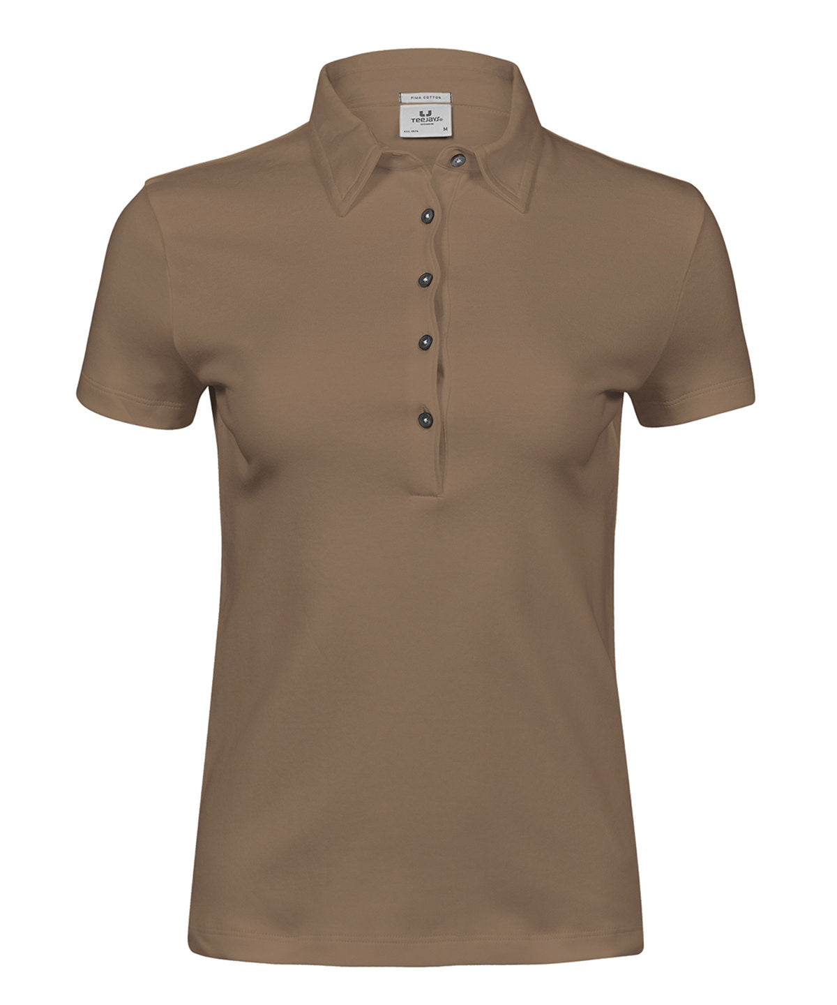 Women’s Pima Cotton Polo (1441) in Wood, front view