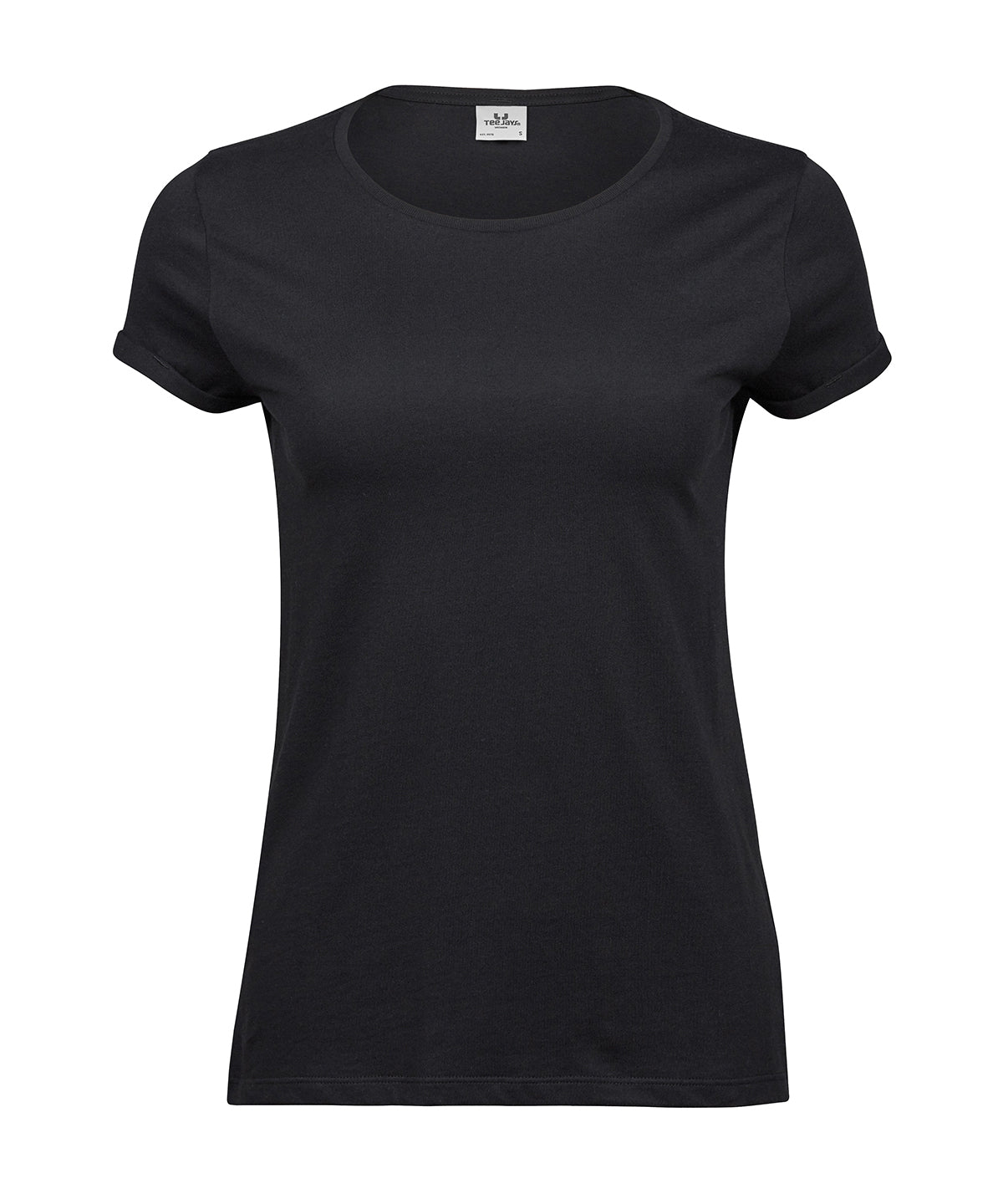 Women’s Roll-Up Tee (5063) in Black, front view