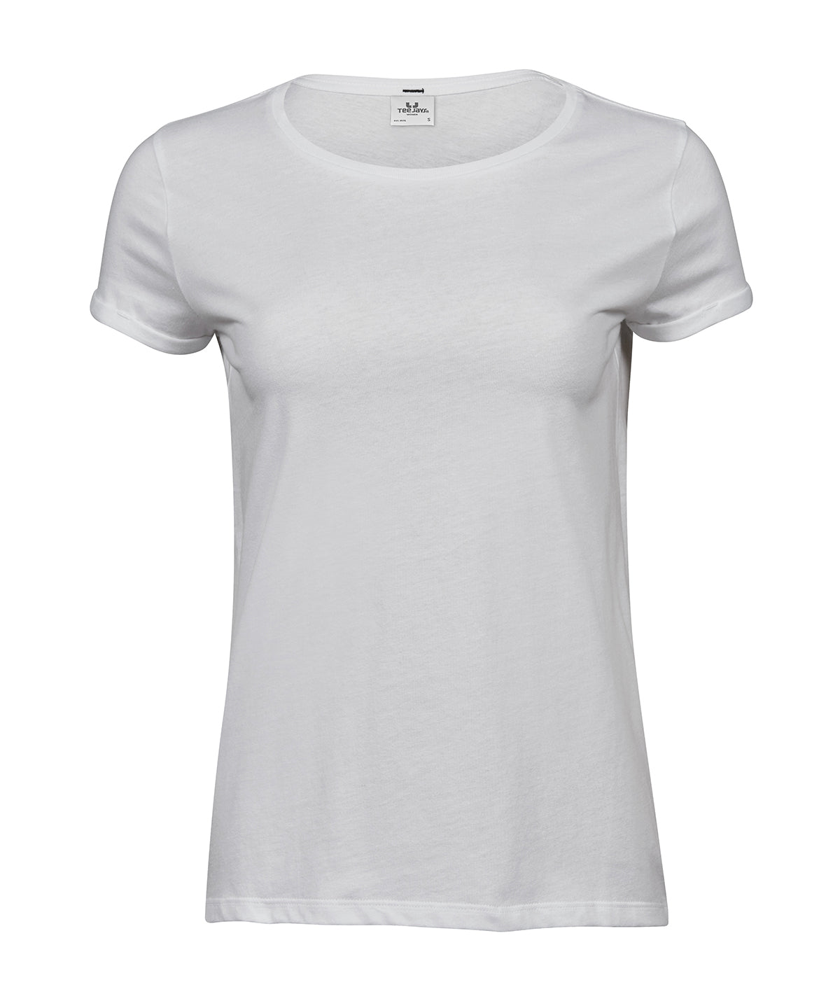 Women’s Roll-Up Tee (5063) in White, front view