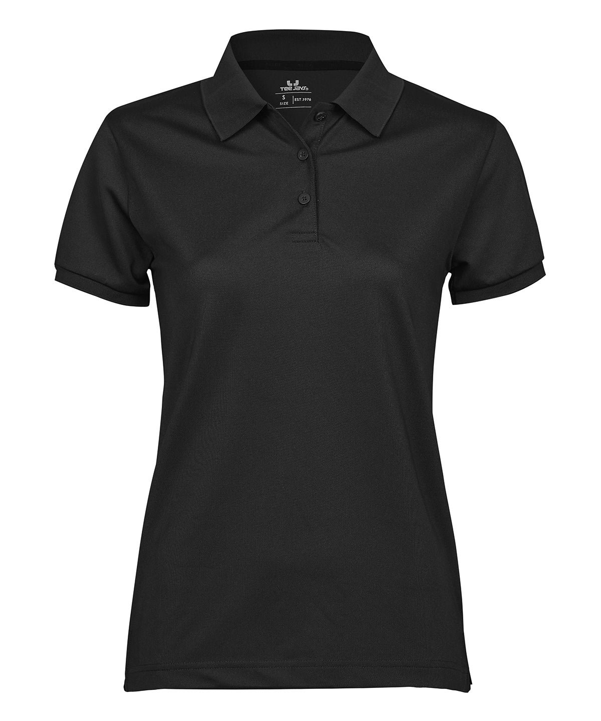 Women’s Club Polo (7001) in Black, front view