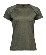 Women’s Cooldry Tee (7021) in Olive Melange, front view