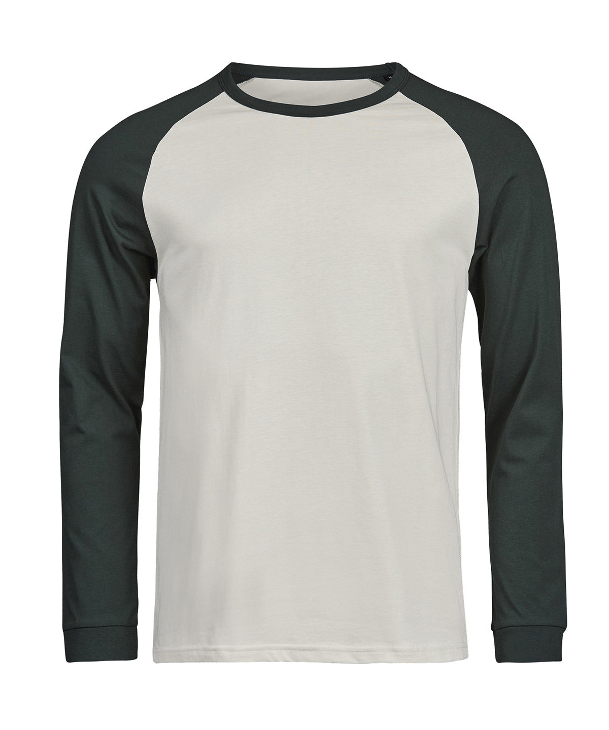 Unlabeled Baseball Tee (1170) in Cement/Dark Green, front view