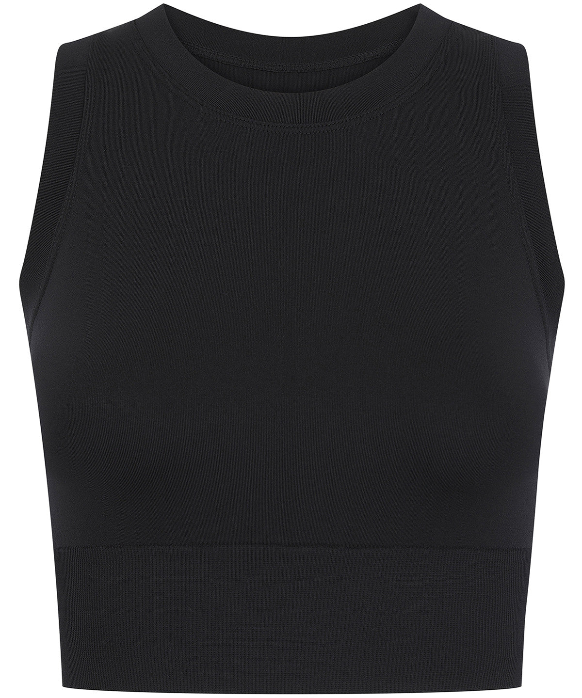 Women’s Cropped Tank in Black, front view