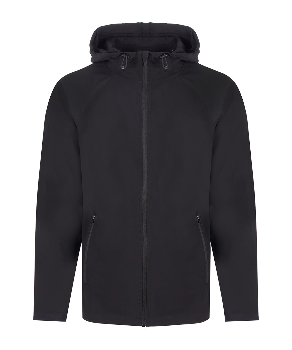 Technical Zip-Through Hoodie in Black, front view
